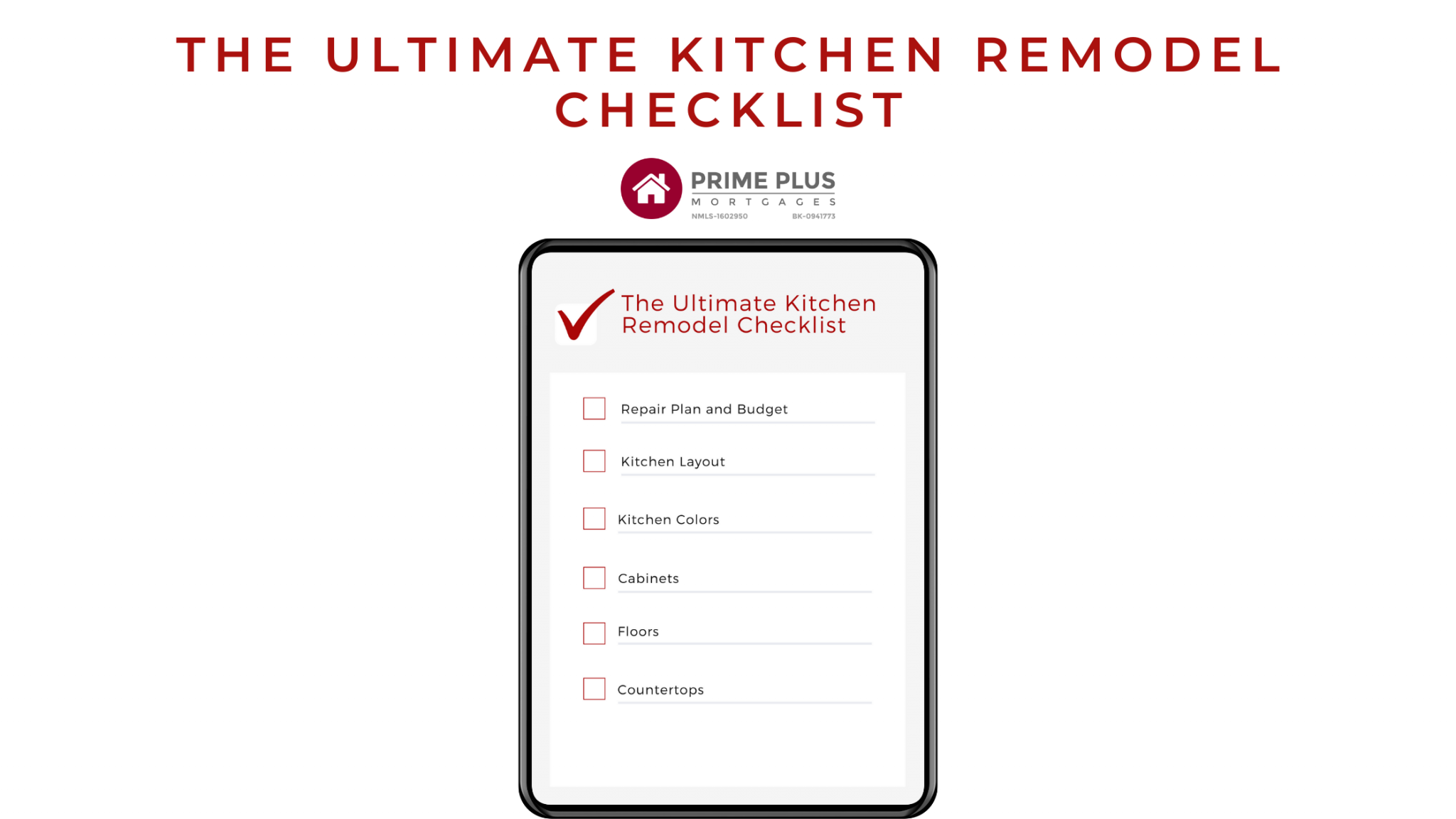 The Ultimate Kitchen Remodel Checklist • Prime Plus Mortgages 0912